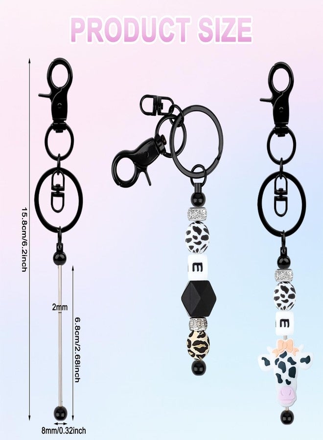 Resflyar 14 PCS Beadable Keychain Bars, Black Blank Keychains for Beads, Metal Keychains Bars Suitable for Bead Keychain, Beaded Key Chain Making Kit for DIY Gift - Image 2